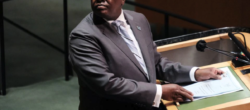 Botswana's President Mokgweetsi Eric Keabetswe Masisi speaks during the 76th session of the United Nations General Assembly at the U.N. headquarters in New York, U.S., September 23, 2021. Spencer Platt/Pool via REUTERS
